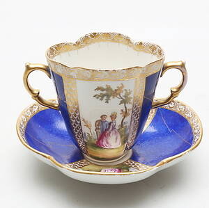 KOPP MED FAT, porslin, Augustus Rex-signatur, 1800-tal.