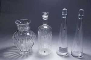 Glaskaraffer och vas, 4 st