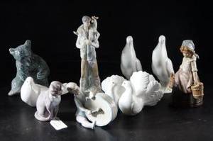 Figuriner 9 st BG, Lladro m fl