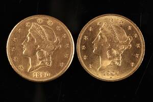 USA, 20 Dollars Liberty Head 1890 S og 1904,2