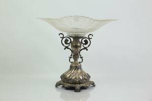 UPPSATSSKÅL, nysilver och glas, nyrokokostil, 18001900-tal