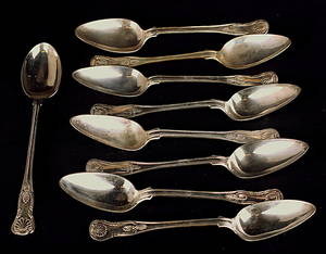 SILVERBESTICK, 8 delar, 1800-tal, vikt 499 gram SKED, ns.