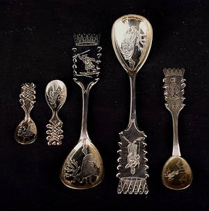 DOPSKEDAR, 3 st, silver SALTSKEDAR, 2st, Lapskö, silver, vikt 66 gram.