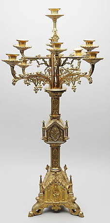 PRUNKKANDELABER, Neogotisch um 1880.