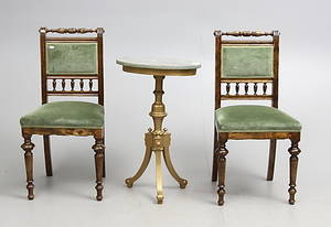 STOLAR, ett par samt BORD, Ca 1900.