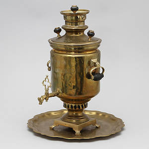 SAMOVAR med FAT, mässing, Ryssland Tula, 18001900-tal.
