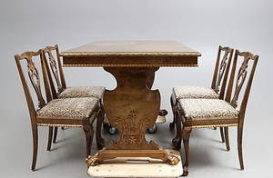 Matgrupp Chippendalestil, 6 delar 1930-40-tal.
