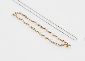 HALSKEDJA samt ARMBAND, 18k guld, vikt ca 3 gr.