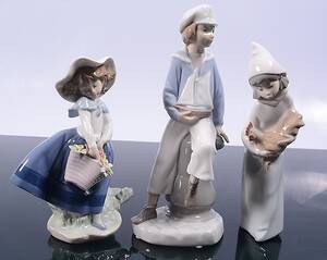 FIGURINER, 3-stycken, porslin, Lladro, Spanien.