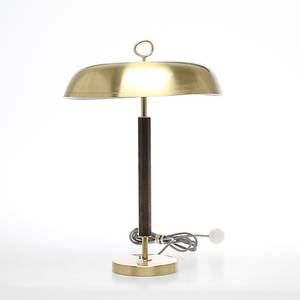 BORDSLAMPA, stomme i mässing och trä, Borens AB Borås, 1900-talets andra hälft.