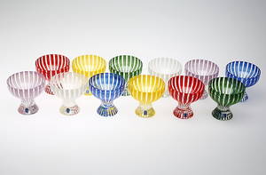 BENGT-ORUP. Dessertskålar 12 st, glas, Johansfors, Strikt, 1900-talets mitt.