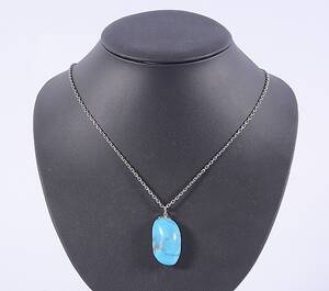 HALSBAND, Turkos, silverkedja.