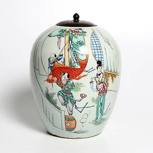 URNA, så kallad Melon Jar, Qing-dynastin, Kina. 1800-tal.