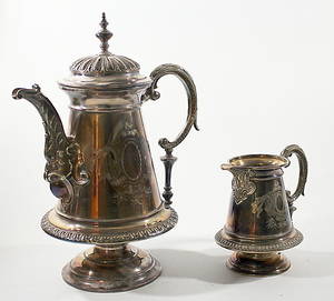 KAFFEKANNAGRÄDDKANNA, stämplad GULDSM.AKT.BOL, och GAB, NS, 1900-tal.