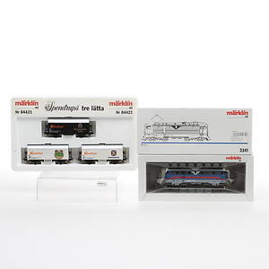 MÄRKLIN 3341 SJs Rc2 1056 och 84421 SPENDRUPvagnar i originalkartong.
