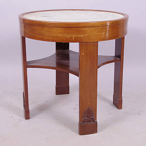 BORD MED HYLLA, jugend, mahogny med glasskiva.