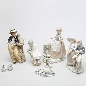 SAMLING figurer i porslin, 7 st, bland annat Lladro.