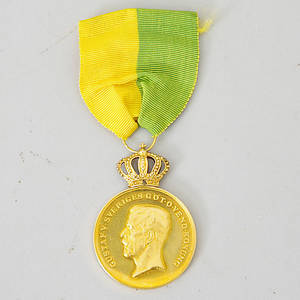 MEDALJ, 18K guld, Gustav V.