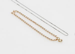 HALSKEDJA samt ARMBAND, 18k guld, vikt ca 3 gr.