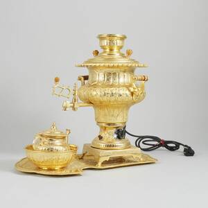 Samovar, skål tekanna bricka