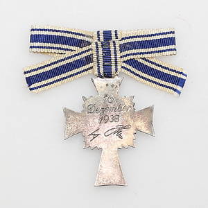 MEDALJ, Moderkorset i silver, Tyskland 1938.