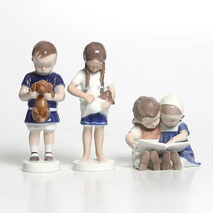 FIGURINER, 3 st, porslin. Royal Copenhagen, Bing Gröndal.