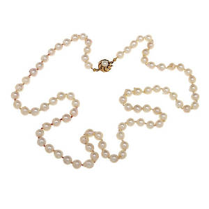 PÄRLCOLLIER, lås 18K rödguld.