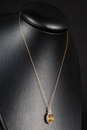 Citrin Anhänger, 750 Rosé Gold