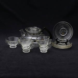 TESERVIS, 10 delar, eldfast glas, India, Göte Augustsson, NIFE Jungnerbolaget, 1950-talet.