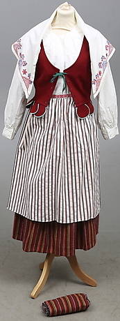 FOLKDRÄKT, 6 delar. Skedevidräkt, 1900-tal.
