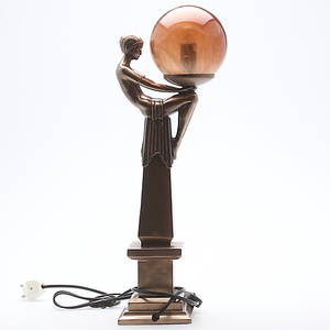 BORDSLAMPA, Art Deco-stil, glaskonstmassa, sent 1900-talsamtida.