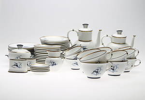 KAFFE och TESERVIS, 63 delar, porslin, Gazell, Einar Forseth, Lidköping, 1900-talets första hälft.