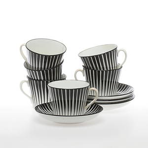 KOPPAR med FAT, 4 st, Zebra Eugen Trost för Upsala-Ekeby. 1900-talets mitt.