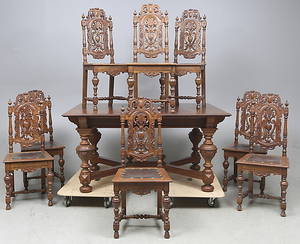 MATSALSGRUPP, 9 delar, nyrenässans, sent 1800-tal.
