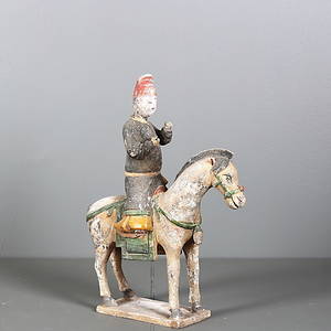 TERRACOTTAFIGUR, ryttare och häst, sen Ming dynasti, 151600-tal, Kina.