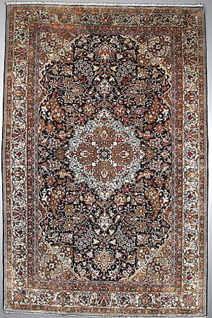 MATTA, persisk, Kashan, silke, antik, 210x135 cm.