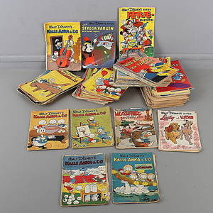 SERIETIDNINGAR, ca 85 st, Walt Disneys serier mestadels Kalle Anka Co, 1948-1972.