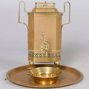 SAMOVAR, mässing, 3 delar, Kolchugino, Ryssland, 18001900-tal.