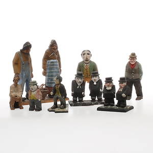 FIGURER FIGURGRUPPER, 8 st, snidat trä, 1900-tal.
