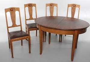 STOLAR, 4 st, Äpplet BORD, jugend, 1900-talets första hälft.