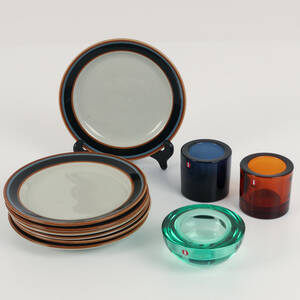 ASSIETTER 7 st, Taika, Inkeri Seppälä, Arabia, ljuslyktor 3 st Iittala