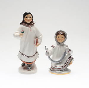 FIGURER, 2 st, porslin, Lomonosov, USSR, 1900-tal.