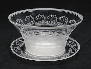 KONSTGLAS, Molnet, skål med fat, Simon Gate, Orrefors.