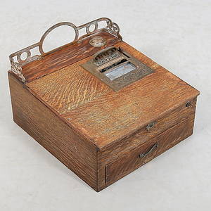 KASSAPPARAT SKRIVPULPET, ekfaner och metall, Cash register, National, U.S.A. omkring sekelskiftet 181900.