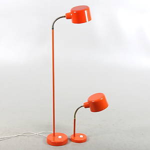 GOLV och BORDSLAMPA, metall, 1970-tal.