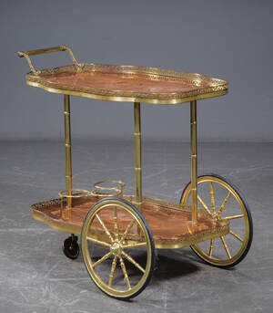 Rullebord serveringsvogn af rosentræ, 1900-tallets midte