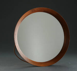 Pedersen Hansen. Rundt spejl af teak, 1950erne