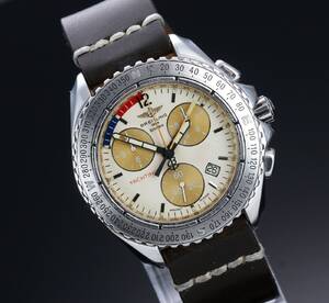 Breitling Shark Yachting. Herrechronograf i stål med lys skive, 1990erne