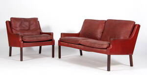 Georg Thams. To-pers. sofa og lænestol, læder 2