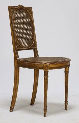 Maple Co Guldmalet stol, Louis XVI form